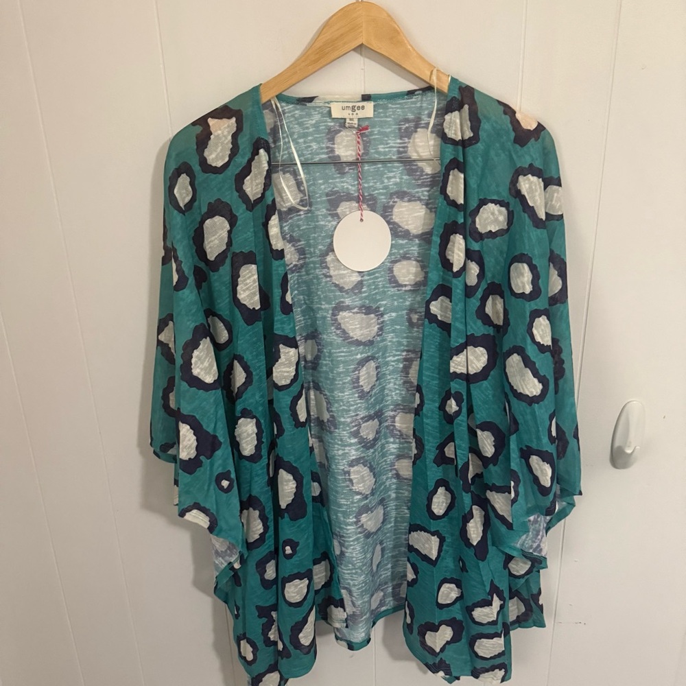Umgee Teal and White Patterned Robe